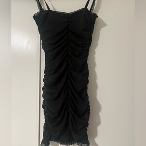 Garage Black Ruched Bodycon Mini Dress
